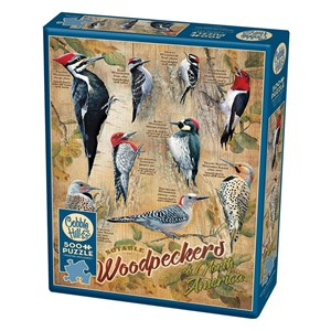 Cobble Hill (85007) - Susan Bourdet: "Notable Woodpeckers" - 500 pieces puzzle