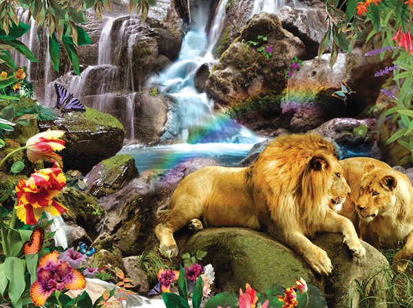 SunsOut (48466) - Alixandra Mullins: "Love Lion Waterfall" - 1000 pieces puzzle