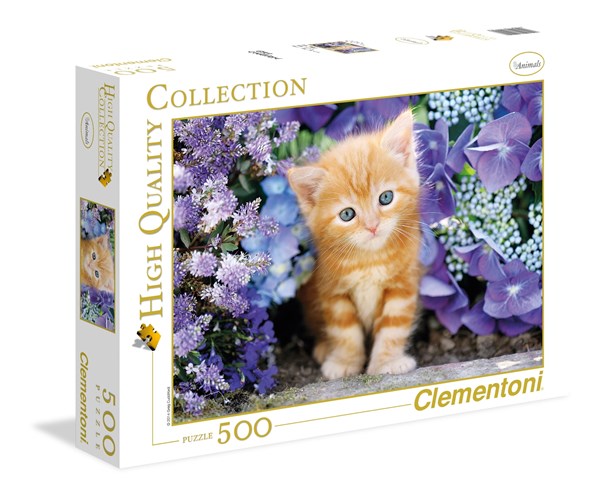 Clementoni (30415) - "Ginger Cat in Flowers" - 500 pieces puzzle
