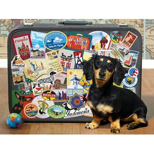 Cobble Hill (52107) - "Dachshund 'Round the World" - 500 pieces puzzle