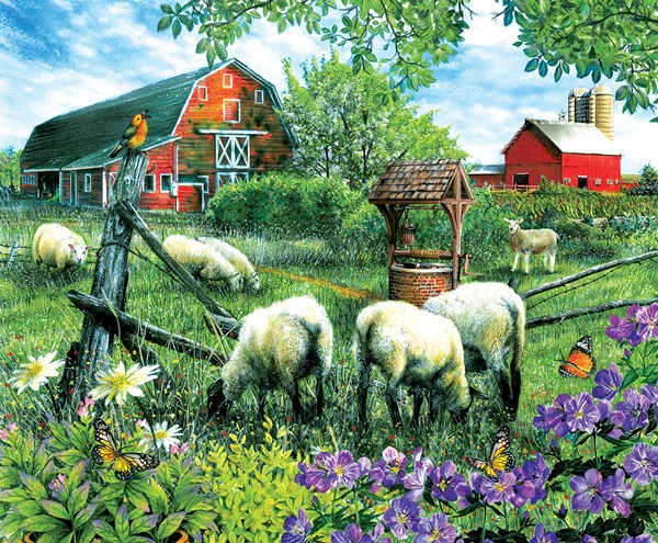 SunsOut (28566) - Tom Wood: "Pleasant Valley Sheep Farm" - 1000 pieces puzzle