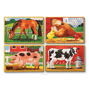 Melissa and Doug (3793) - "Farm Animals Puzzles in a Box" - 12 pieces puzzle