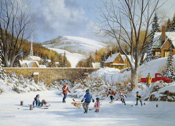 Cobble Hill (80059) - "Hockey on Frozen Lake" - 1000 pieces puzzle