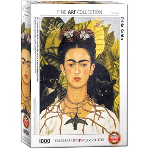Eurographics (6000-0802) - Frida Kahlo: "Self-Portrait with Thorn Necklace and Hummingbird" - 1000 pieces puzzle