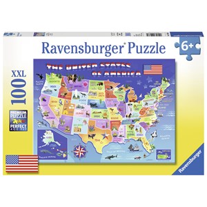 Ravensburger (10936) - Greg Giordano: "USA State Map" - 100 pieces puzzle