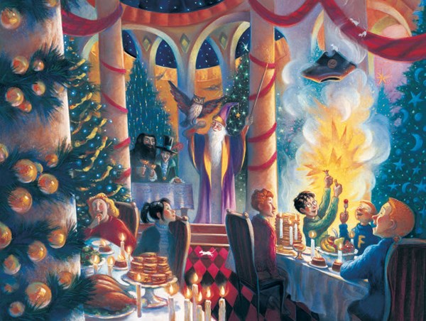 New York Puzzle Co (NPZHP1609) - "Christmas at Hogwarts, Harry Potter" - 500 pieces puzzle