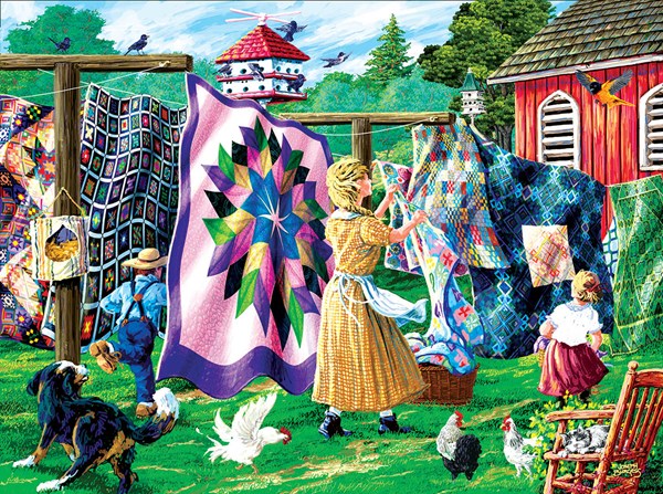SunsOut (38864) - Joseph Burgess: "Quilter's Clothesline" - 1000 pieces puzzle