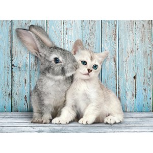 Clementoni (35004) - "Cat & Bunny" - 500 pieces puzzle