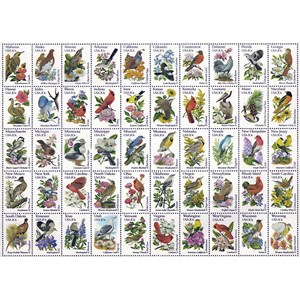 Ravensburger (13224) - "50 Bird Stamps" - 300 pieces puzzle
