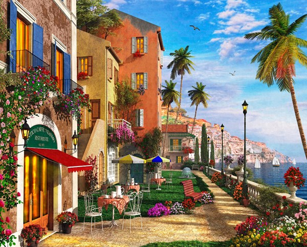 Vermont Christmas Company (VC184) - Dominic Davison: "Mediterranean Terrace" - 1000 pieces puzzle
