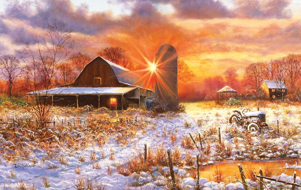 SunsOut (44223) - Bill Makinson: "Snow Barn" - 550 pieces puzzle