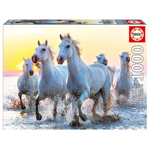 Educa (17105) - "White Horses At Sunset" - 1000 pieces puzzle