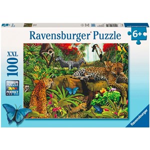 Ravensburger (10781) - Mary Thompson: "Wild Jungle" - 100 pieces puzzle
