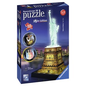Ravensburger (12596) - "Statue of Liberty - Night Edition" - 108 pieces puzzle