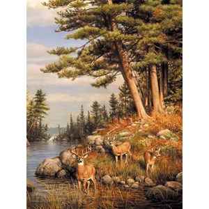 Buffalo Games (11168) - James Hautman: "Deer and Pines" - 1000 pieces puzzle