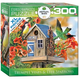 Eurographics (8300-0602) - Janene Grende: "Trumpet Vines & Tree Sparrows" - 300 pieces puzzle