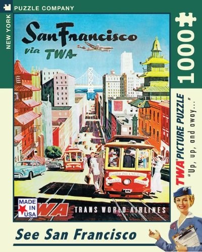 New York Puzzle Co (AA701) - David Klein: "See San Francisco, TWA Travel Posters" - 1000 pieces puzzle