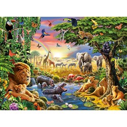 Ravensburger (13073) - Adrian Chesterman: "Evening at the Waterhole" - 300 pieces puzzle
