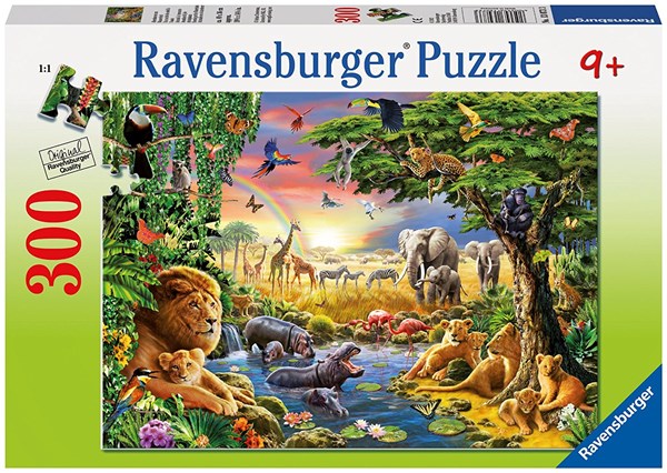 Ravensburger (13073) - Adrian Chesterman: "Evening at the Waterhole" - 300 pieces puzzle