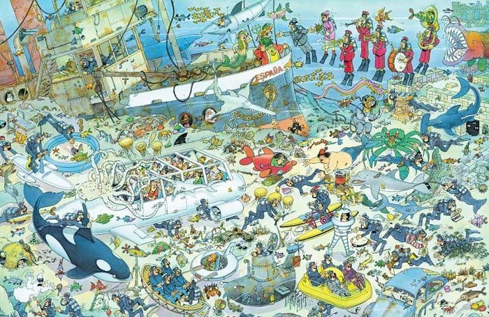 plakboek dodelijk Woud Jumbo (17079) - Jan van Haasteren: "Deep Sea Fun" - 1000 pieces puzzle