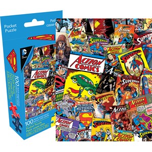 Aquarius (61107) - "DC Comics Superman Collage (Pocket Puzzle)" - 100 pieces puzzle