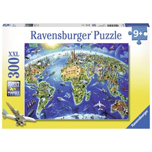 Ravensburger (13227) - Adrian Chesterman: "World Landmarks Map" - 300 pieces puzzle