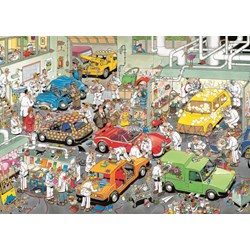 Jumbo (17281) - Jan van Haasteren: "In the car respraying shop" - 500 pieces puzzle