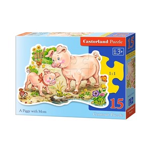 Castorland (B-015016) - "A Piggy with Mom" - 15 pieces puzzle