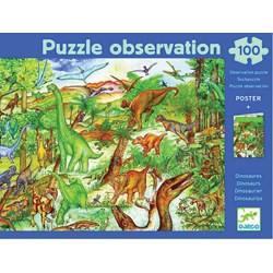 Djeco (07424) - "Discover the Dinosaurs + Poster" - 100 pieces puzzle