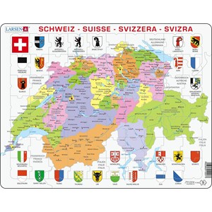 Larsen (K43) - "Switzerland Political Map" - 70 pieces puzzle