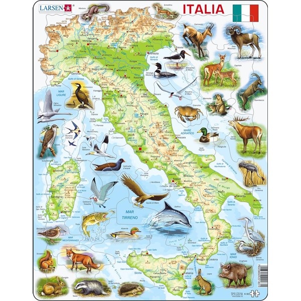 Larsen (K83-IT) - "Map of Italy (in Italian)" - 65 pieces puzzle