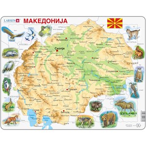 Larsen (A13-MK) - "Macedonia Physical with Animals - MK" - 61 pieces puzzle